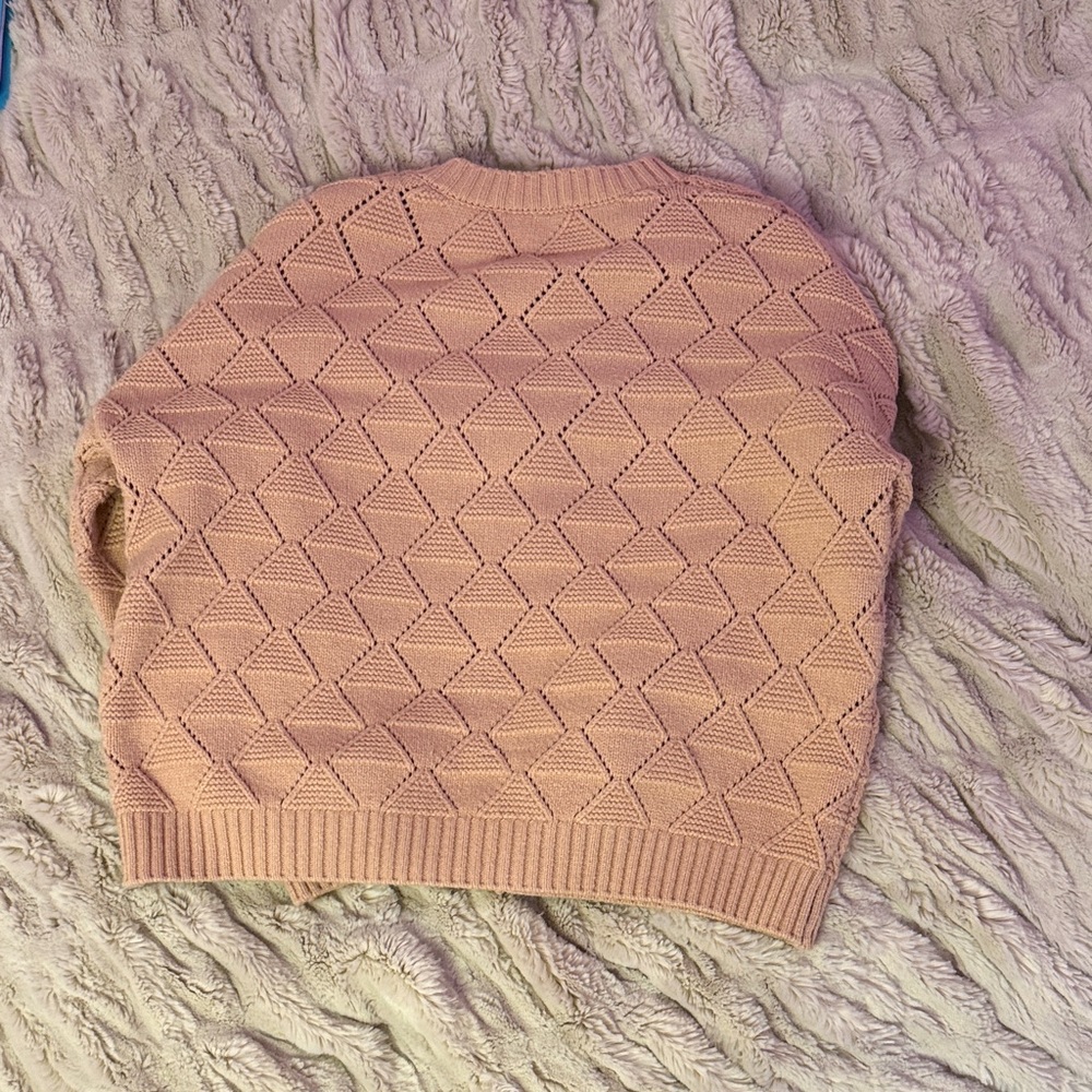 Womens Textured Button-Front Cardigan Sweater - Blush Pink - Picture 2 of 2